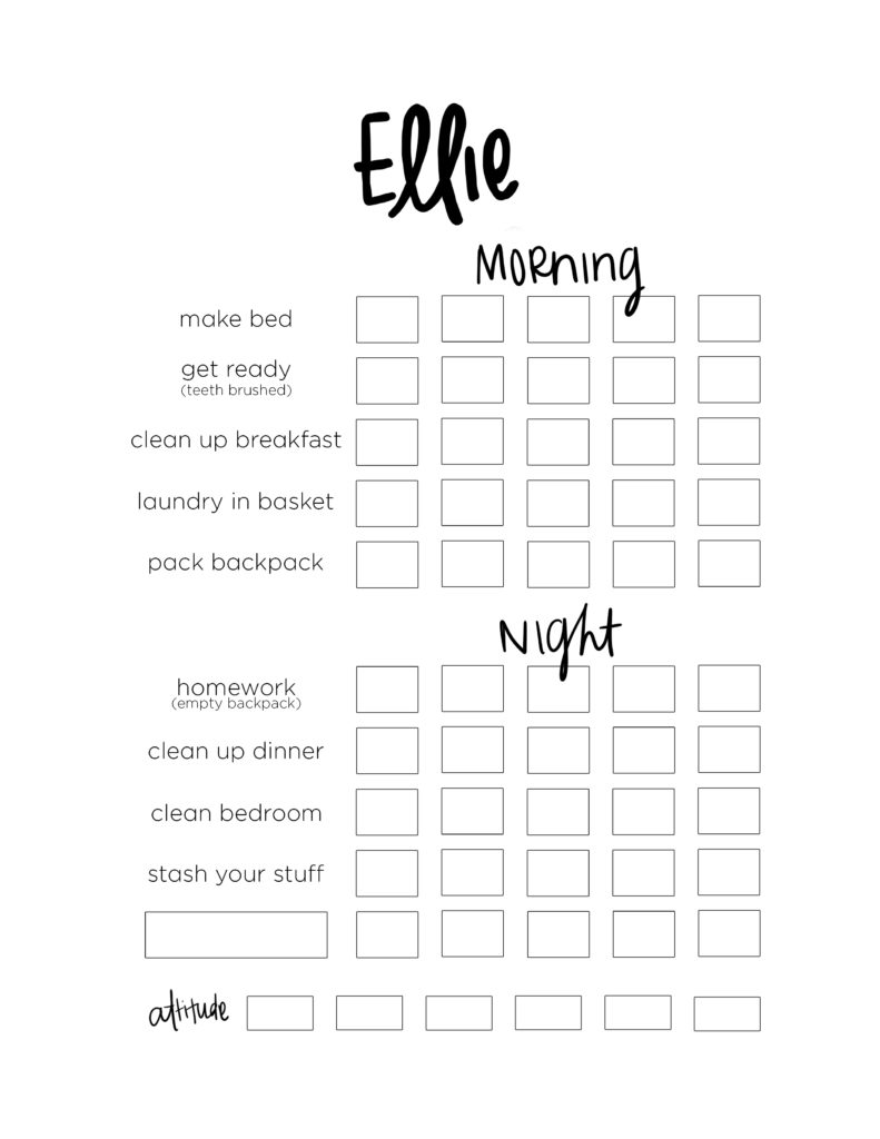 printable chore chart